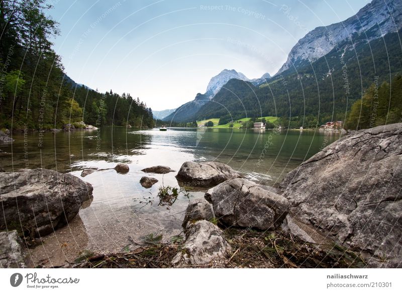 Hintersee Ferien & Urlaub & Reisen Tourismus Sommer Berge u. Gebirge Umwelt Natur Landschaft Wasser Himmel Schönes Wetter Alpen Seeufer Ramsau bei Berchtesgaden