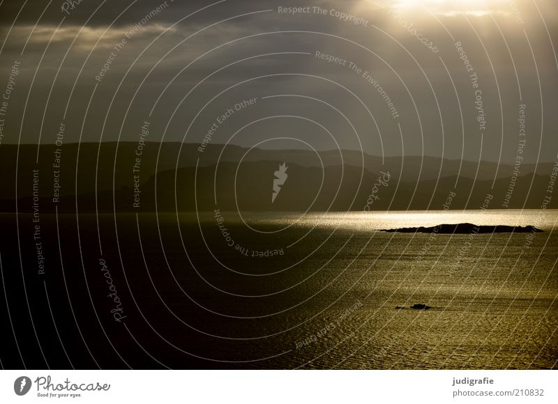 Island Umwelt Natur Landschaft Wasser Sonnenlicht Hügel Felsen Fjord außergewöhnlich dunkel glänzend natürlich braun Stimmung Einsamkeit Breiðafjörður