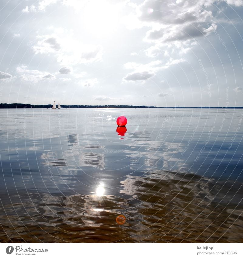 red dot flaute Freizeit & Hobby Bootsfahrt rot Punkt Schilder & Markierungen Windstille ruhig Meer Horizont Boje Orientierung Schlei Sommer Farbfoto mehrfarbig