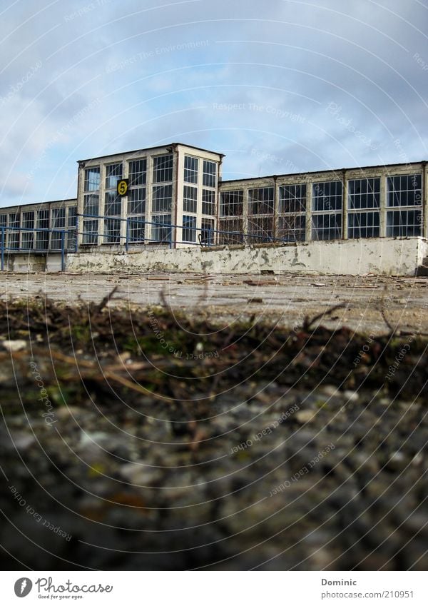 Ausgedient Leipzig Deutschland Europa Industrieanlage Gebäude Messe Fenster Stein Beton Glas alt dreckig kaputt blau braun grau Endzeitstimmung Vergänglichkeit