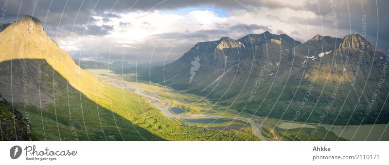 Tal mit bunten Seen im Panorama, Sarek, Schweden Abenteuer Expedition Landschaft Klimawandel Berge u. Gebirge Schlucht Fluss Nationalpark exotisch fantastisch