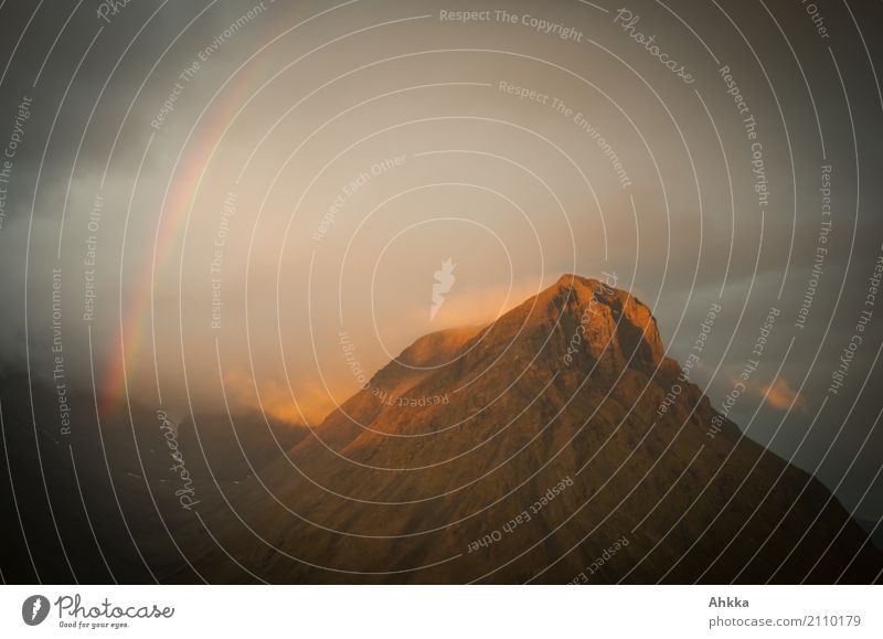 Die Verbindung steht Landschaft Urelemente Sonnenaufgang Sonnenuntergang Unwetter Berge u. Gebirge Schweden Regenbogen leuchten dunkel exotisch fantastisch