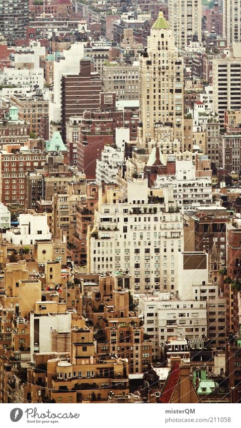 Häusermeer. Haus ästhetisch chaotisch Design Einsamkeit einzigartig Endzeitstimmung Größe viele Hochhaus New York City Millionen Dach Fenster eng bebauen