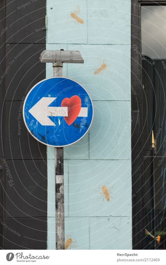 One way love Verkehrszeichen Verkehrsschild Metall Herz Pfeil lustig Stadt Einbahnstraße Liebe Eros Cupido Verliebtheit durchbohrt Liebespfeil Hoffnung