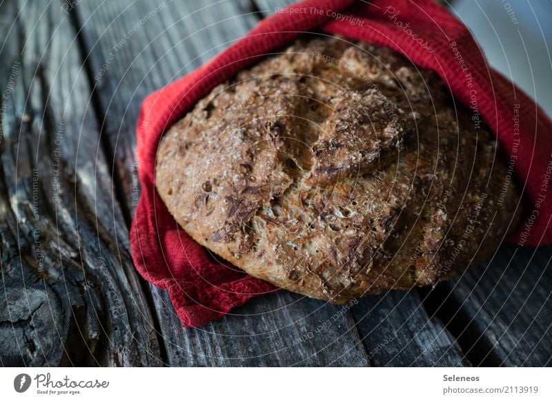 Landbrot Lebensmittel Teigwaren Backwaren Brot Ernährung Essen Bioprodukte Vegetarische Ernährung lecker backen knusprig Küchenhandtücher Holz Farbfoto