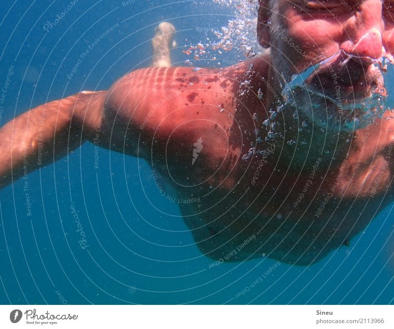 Der Mann aus dem Meer IV Ferien & Urlaub & Reisen Wassersport Schwimmen & Baden tauchen maskulin Erwachsene Gesicht Brust 1 Mensch Urelemente atmen Bewegung