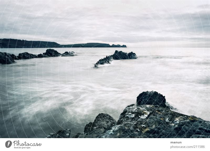 Bretagne V, Plage Goulien Ferien & Urlaub & Reisen Ferne Sommerurlaub Wellen Natur Landschaft Wasser Felsen Küste Strand Bucht Riff Meer Atlantik Flut Gezeiten