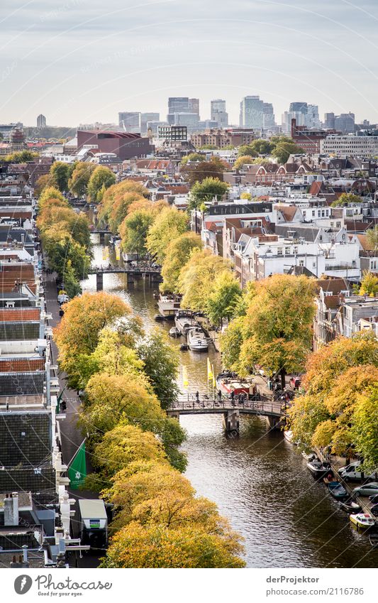 Amsterdamer Grachten XI Weitwinkel Zentralperspektive Starke Tiefenschärfe Sonnenstrahlen Reflexion & Spiegelung Kontrast Schatten Licht Tag Textfreiraum Mitte