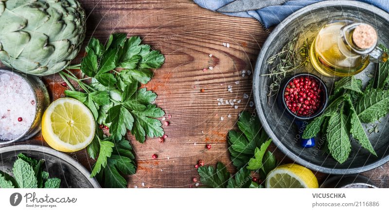 Gesundes Essen und Kochen mit frischen Bio-Zutaten Stil Design Gesunde Ernährung Leben Tisch Küche Fahne Vegane Ernährung Foodfotografie Essen zubereiten