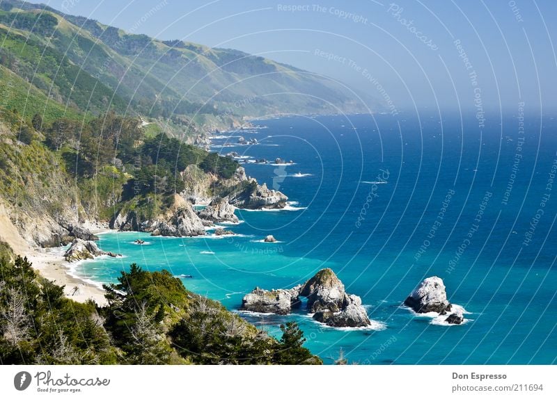 Big Sur ruhig Ferien & Urlaub & Reisen Ausflug Ferne Freiheit Sommer Sommerurlaub Meer Berge u. Gebirge Natur Landschaft Wasser Schönes Wetter Küste Strand