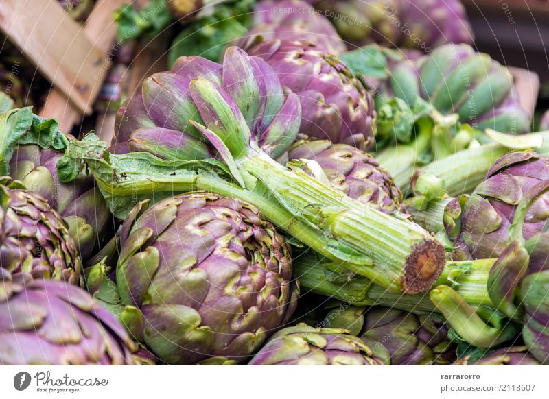 Gruppe von Artischocken Gemüse Ernährung Vegetarische Ernährung Diät Lifestyle Garten Natur Pflanze Blume Blatt Wachstum frisch lecker natürlich grün Farbe