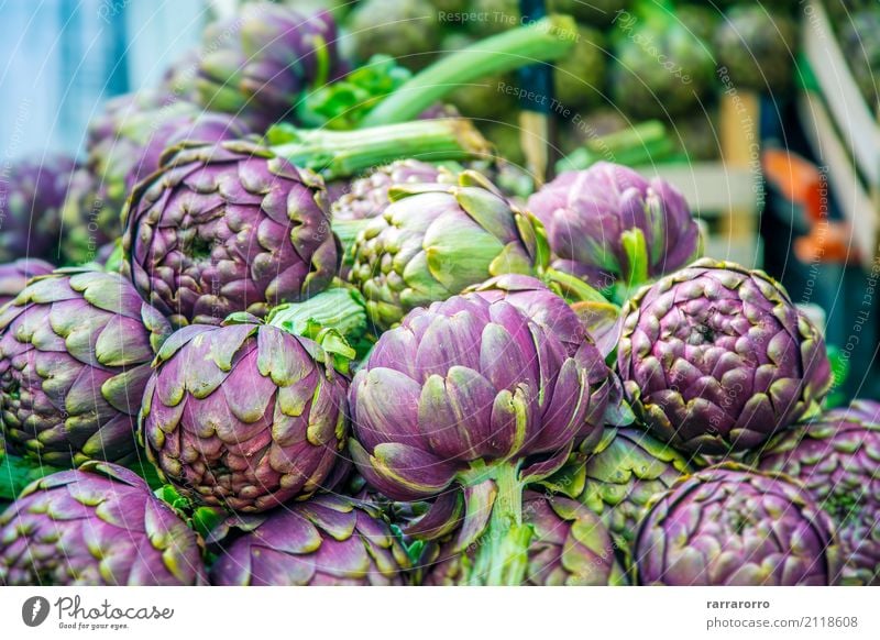 Gruppe von Artischocken Gemüse Ernährung Vegetarische Ernährung Diät Lifestyle Garten Natur Pflanze Blume Blatt Wachstum frisch lecker natürlich grün Farbe