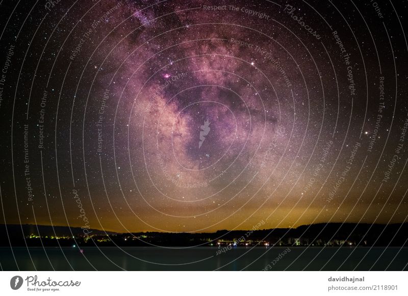 Milchstraße über dem Bodensee Ferien & Urlaub & Reisen Tourismus Ferne Sommerurlaub Wissenschaften Astronomie Natur Landschaft Wasser Wolkenloser Himmel Stern