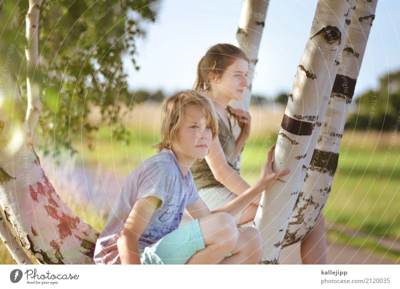 Sommer Lifestyle Ferien & Urlaub & Reisen Ausflug Ferne Freiheit Fahrradtour Sommerurlaub Sonne Mensch Kind Mädchen Junge Geschwister Bruder Schwester Kindheit