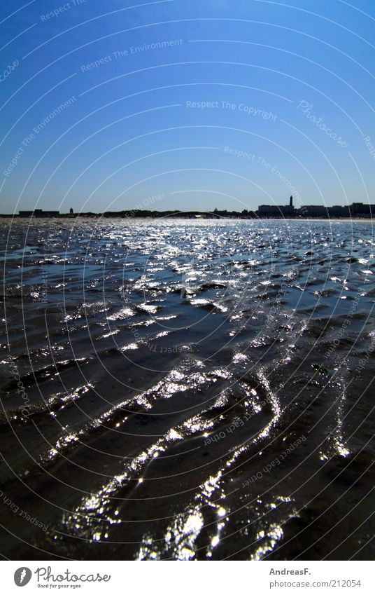 Watt ruhig Ferien & Urlaub & Reisen Sommerurlaub Strand Meer Insel Sand Wasser blau Ebbe Borkum Nordseestrand Nordseeküste Nordseeinsel Ostfriesland Schlick