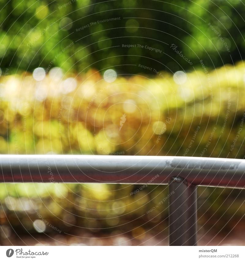 Verlassen. Natur ästhetisch Zufriedenheit Unschärfe Spielplatz Sommer Wärme Geborgenheit Licht Lichtpunkt Hecke Park Garten Freizeit & Hobby Geländer Einsamkeit