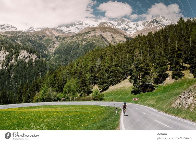 Norbertshöhe Ferien & Urlaub & Reisen Fahrradtour Sommer Frau Erwachsene 18-30 Jahre Jugendliche Natur Landschaft Himmel Schönes Wetter Alpen Berge u. Gebirge