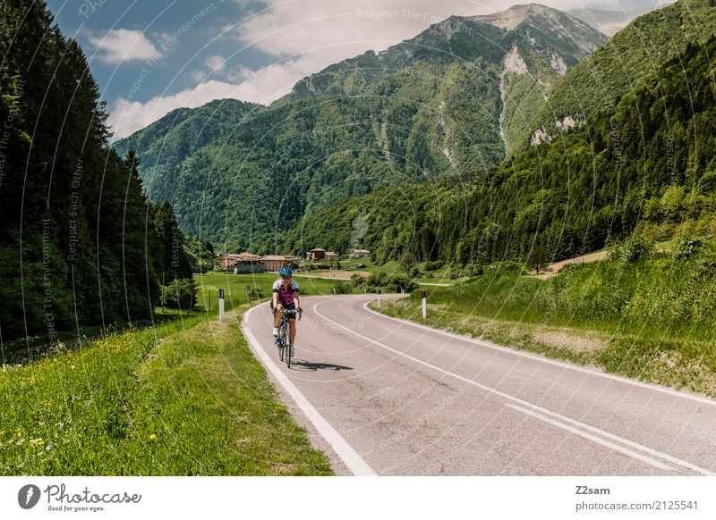 immer weiter Freizeit & Hobby Ferien & Urlaub & Reisen Fahrradtour Sommerurlaub Fahrradfahren Junge Frau Jugendliche 18-30 Jahre Erwachsene Natur Landschaft