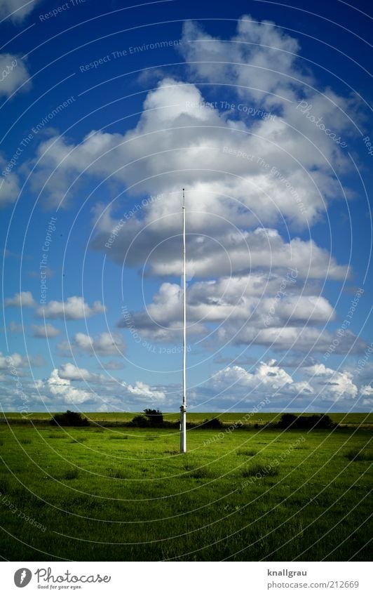 unbeflaggt Landschaft Erholung Fahnenmast Wolken Himmel Nordsee leer ruhig Deich Wiese Meer Insel Mitte Ferne Ferien & Urlaub & Reisen Freizeit & Hobby Wetter