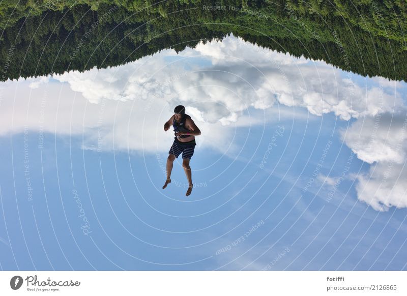 fly guy 4 Mensch maskulin Körper 1 Schwimmen & Baden sportlich frei Fröhlichkeit Unendlichkeit gut muskulös rebellisch Geschwindigkeit schön wild blau Helm