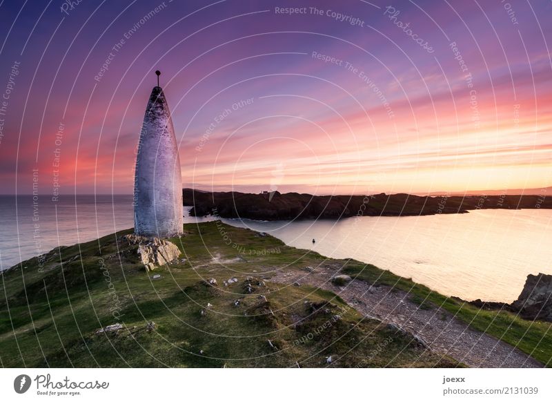 The Beacon Landschaft Himmel Wolken Horizont Sonnenaufgang Sonnenuntergang Schönes Wetter Felsen Berge u. Gebirge Küste Meer Insel Republik Irland Stein alt