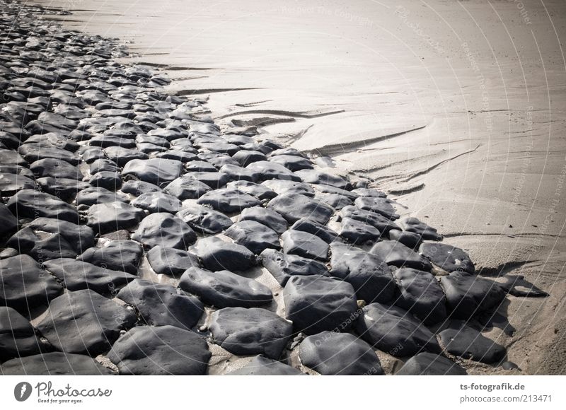 Steinreich Ferien & Urlaub & Reisen Sommerurlaub Strand Insel Natur Urelemente Sand Küste Nordsee Ostsee Buhne Deich Küstenschutz Wege & Pfade Linie Wasserrinne