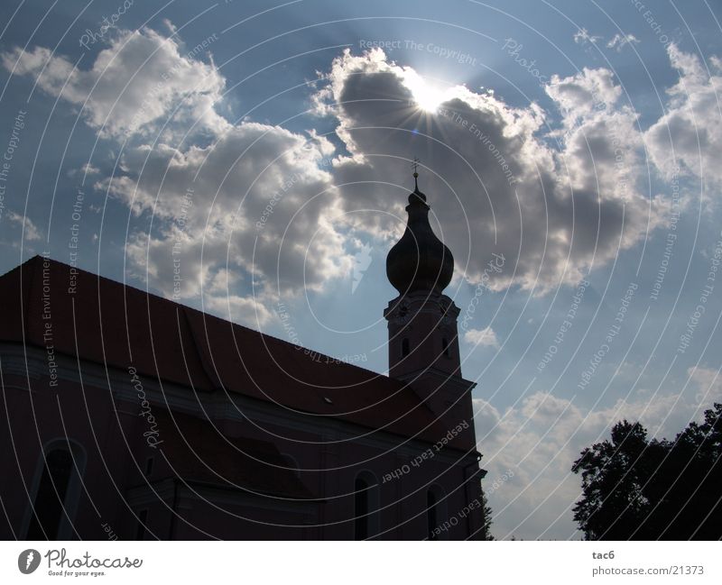 Kirchen Konturen Silhouette Wolken Architektur Religion & Glaube Himmel Sonne Schatten Turm