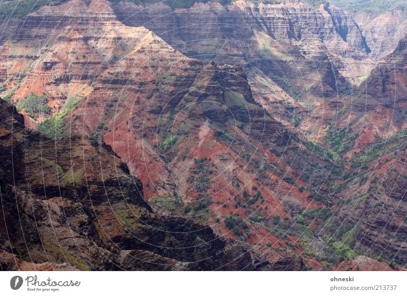 Waimea Canyon ohne Himmel Umwelt Natur Landschaft Urelemente Erde Hügel Felsen Schlucht gigantisch Farbfoto Außenaufnahme Kontrast Menschenleer Reisefotografie