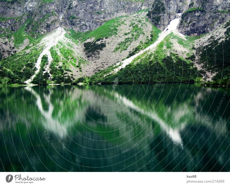 100wasser Ferien & Urlaub & Reisen Berge u. Gebirge Umwelt Natur Wasser Pflanze Gras Seeufer Erholung Flüssigkeit grün rein Polen Tatra Sauberkeit kegelförmig