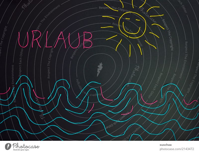 urlaub Ferien & Urlaub & Reisen Sonne Meer Wasser Smiley Wort Buchstaben wörtlich Wolle wollfäden Strukturen & Formen Grafik u. Illustration darstellung