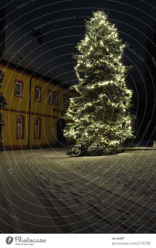 little drummer boy Winter Schnee Haus Feste & Feiern Nachthimmel Eis Frost Baum Park Dorf Menschenleer Burg oder Schloss Gebäude Mauer Wand Fassade Dach