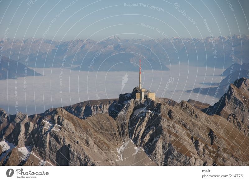 Säntis Ausflug Berge u. Gebirge Landschaft Felsen Alpen Berg Säntis Gipfel braun Farbfoto Außenaufnahme Luftaufnahme Menschenleer Tag Sonnenlicht Aussicht Ferne