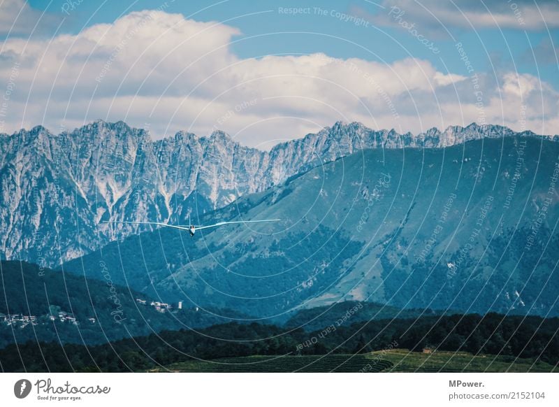 segelflug in den alpen Umwelt Landschaft Sommer Schönes Wetter Alpen Gipfel Schneebedeckte Gipfel Verkehr Verkehrsmittel Luftverkehr Flugzeug Sportflugzeug