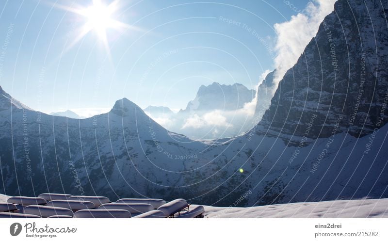 Traumwetter Ferien & Urlaub & Reisen Winterurlaub Berge u. Gebirge Umwelt Natur Landschaft Urelemente Himmel Wolken Sonnenlicht Schönes Wetter Eis Frost Schnee