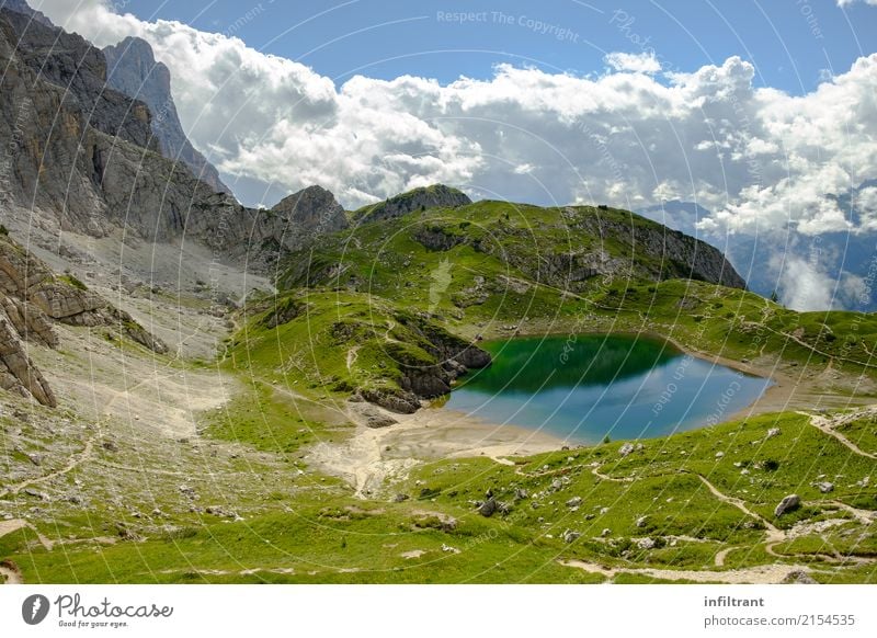 Dolomiten, Lago Coldai Ferien & Urlaub & Reisen Ferne Freiheit Sommer Berge u. Gebirge wandern Natur Landschaft Wasser Hügel See Lago di Coldai ästhetisch wild