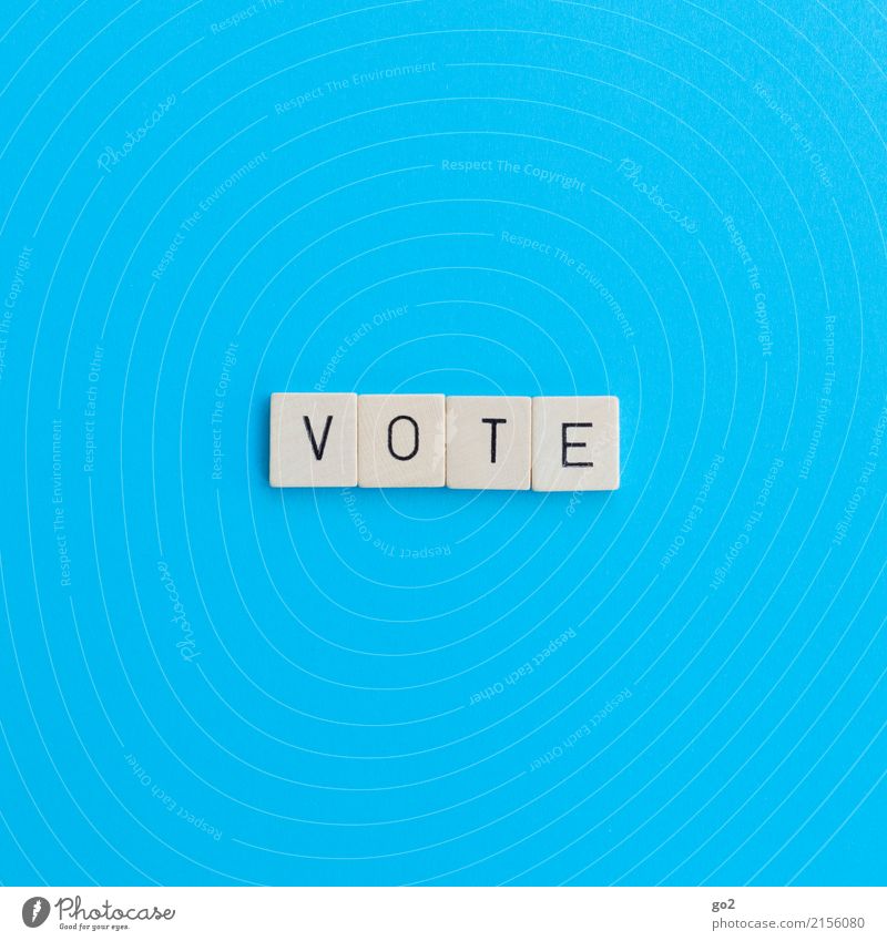 Vote Spielen Schriftzeichen wählen Kommunizieren blau Gesellschaft (Soziologie) Konkurrenz Perspektive Politik & Staat Zukunft Wahlkampf Wahlen demokratisch