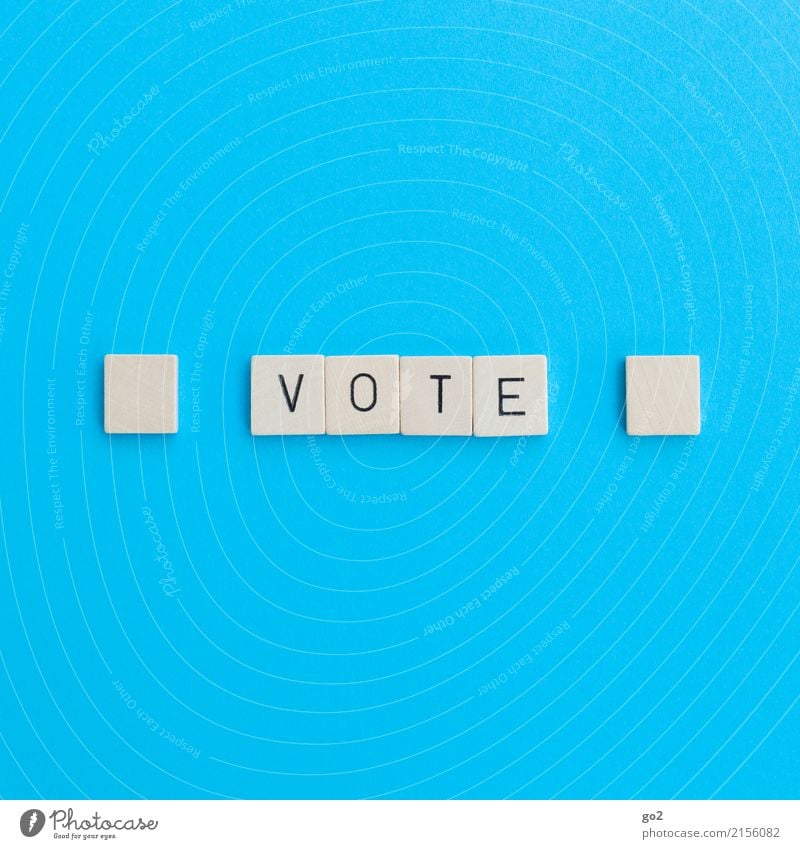 Vote Zeichen Schriftzeichen wählen blau weiß Beginn Zufriedenheit Entschlossenheit Fortschritt Gesellschaft (Soziologie) Identität einzigartig Konkurrenz