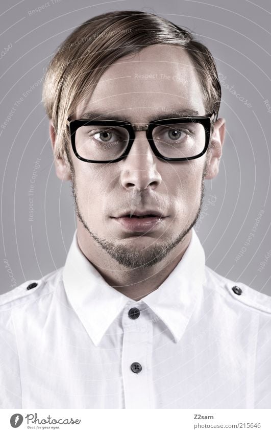 Fashion Nerd Stil Haare & Frisuren Mensch maskulin Junger Mann Jugendliche Kopf 18-30 Jahre Erwachsene Hemd Brille außergewöhnlich elegant einzigartig nerdig