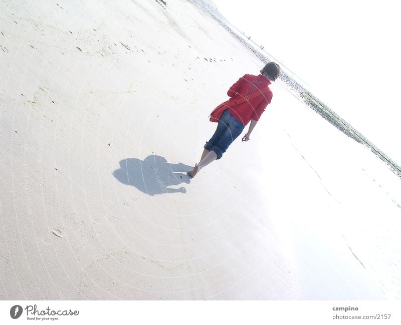 Strand Norderney Frau Sand Einsamkeit Schatten Insel