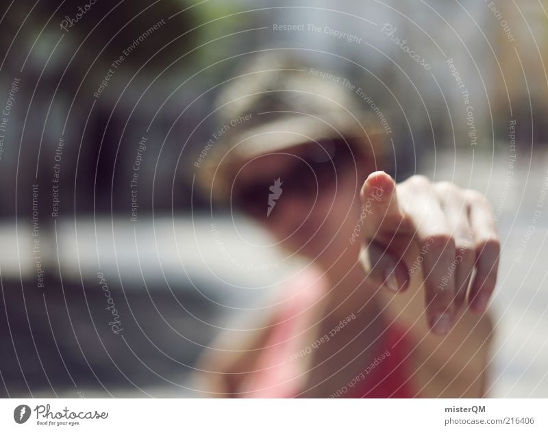 You! feminin Frau Erwachsene ästhetisch zeigen Hinweis Zukunft Orientierung wählen Ferien & Urlaub & Reisen Hand Finger Zeigefinger Unschärfe Durchblick planen