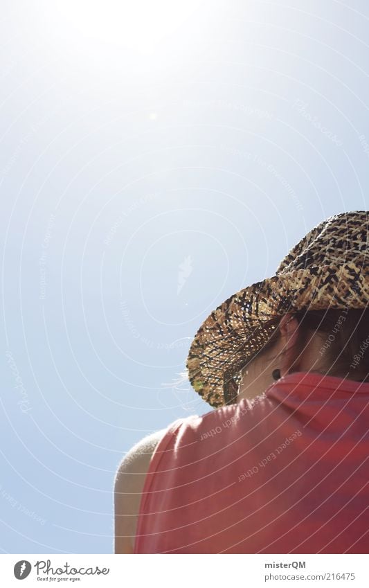 Auf der Hut. feminin Frau Erwachsene ästhetisch Zufriedenheit Zukunft nachdenklich träumen Ferien & Urlaub & Reisen Urlaubsstimmung Urlaubsfoto rosa Perspektive