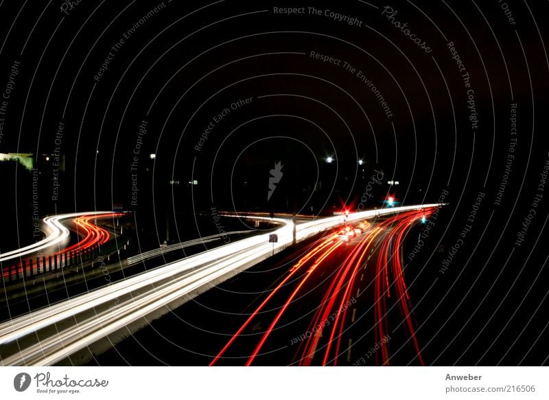 Langzeitbelichteter Autobahnzubringer Kassel auestadion Hessen Deutschland Stadtrand Menschenleer Verkehr Verkehrsmittel Verkehrswege Personenverkehr