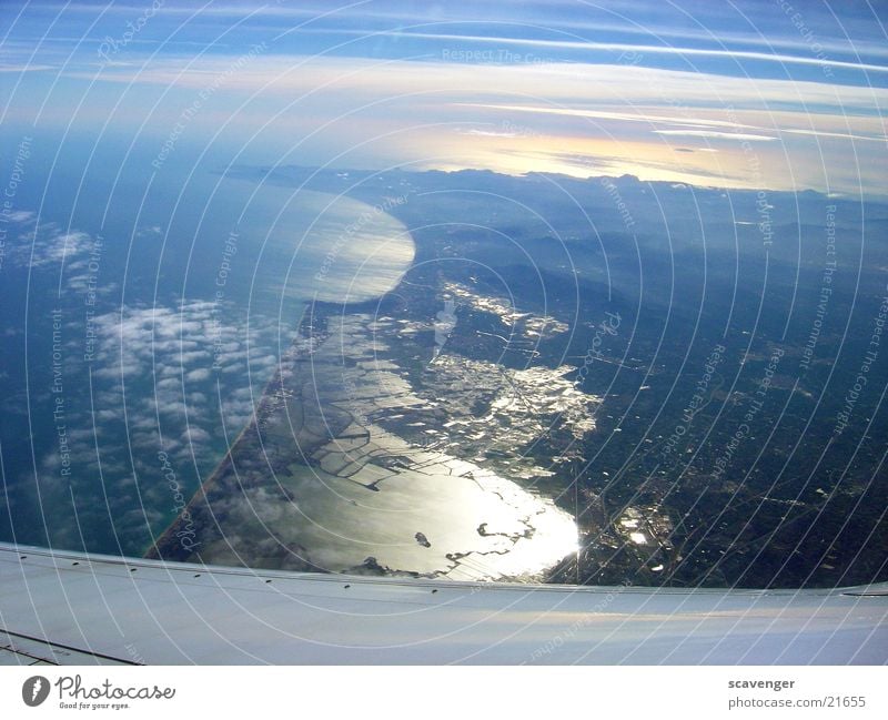 Costa Blanca von oben Meer Luft Luftaufnahme Wolken Nebel Horizont Aussicht schön Tragfläche lang Ferne Sonnenaufgang Landschaft Berge u. Gebirge breit Wasser