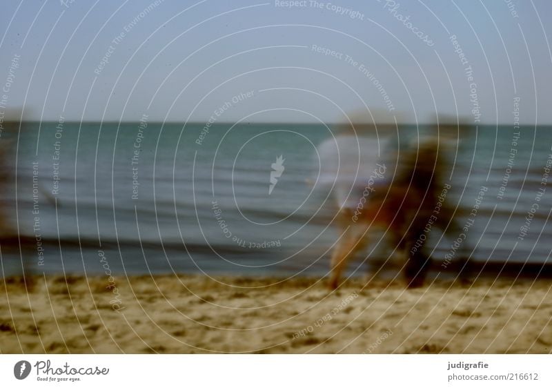 Strandbewegung Ferien & Urlaub & Reisen Tourismus Sommer Meer Mensch Menschengruppe Wasser Himmel Küste Ostsee Bewegung Erholung gehen Stimmung Zusammenhalt