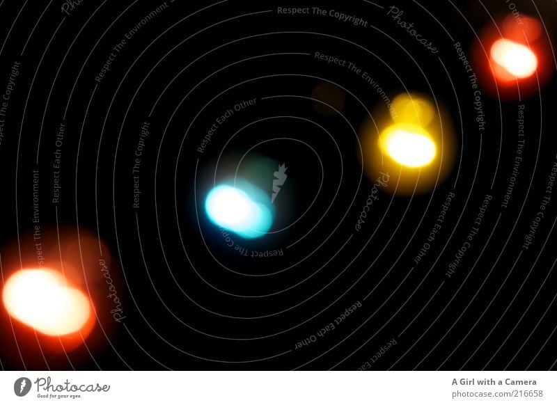 black .... red, blue, yellow, red Elektrizität Lichterkette Lichtschein Glühbirne hängen leuchten Kitsch retro blau gelb rot schwarz Lichtpunkt Lichtfleck Lampe