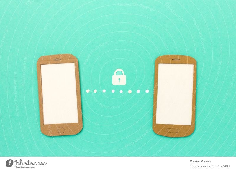 Datensicherheit - Sicherer Daten-Austausch am Handy Business sprechen PDA Telekommunikation Informationstechnologie Kommunizieren türkis Sicherheit Schutz