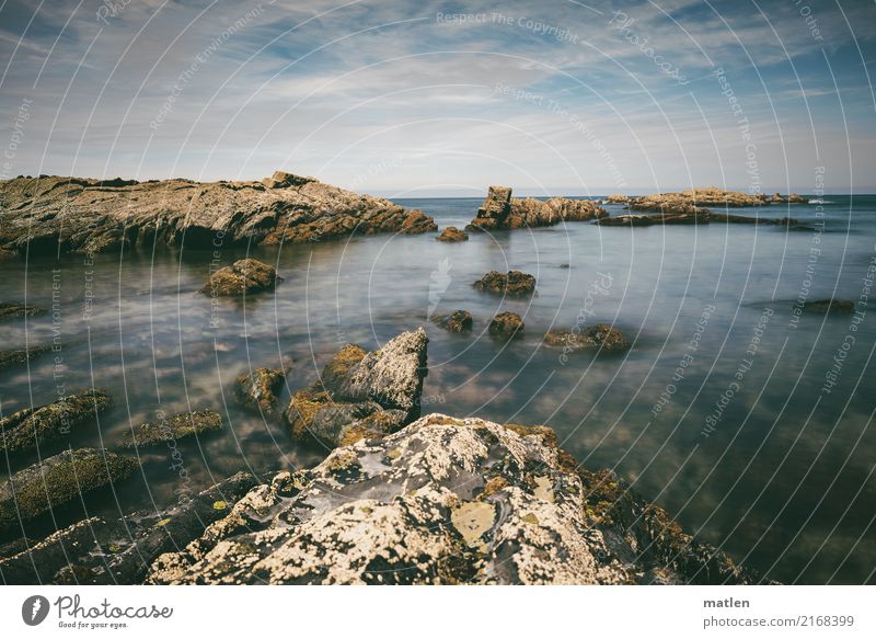 Bizkaya Natur Landschaft Luft Wasser Himmel Wolken Horizont Sommer Wetter Schönes Wetter Felsen Küste Bucht Meer maritim blau braun weiß Zacken