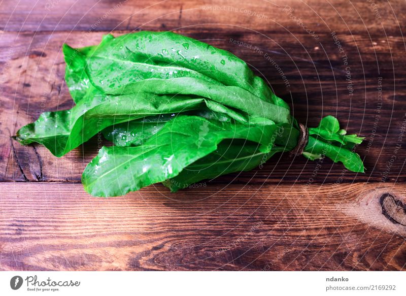 Bündel grüner Sauerampfer Gemüse Kräuter & Gewürze Ernährung Essen Vegetarische Ernährung Diät Tisch Natur Pflanze Blatt Holz frisch natürlich weiß Sauerklee