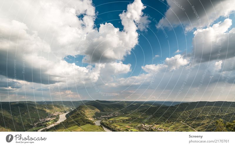 An der Mosel #4 ... Weite Blicke Ferien & Urlaub & Reisen Tourismus Ausflug Natur Landschaft Pflanze Luft Wasser Himmel Wolken Sommer Schönes Wetter Hügel Fluss