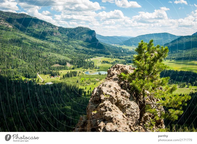 Talblick Ferien & Urlaub & Reisen Natur Landschaft Pflanze Erde Wasser Himmel Wolken Hügel Amerika Road Trip USA Farbfoto Außenaufnahme Menschenleer Tag